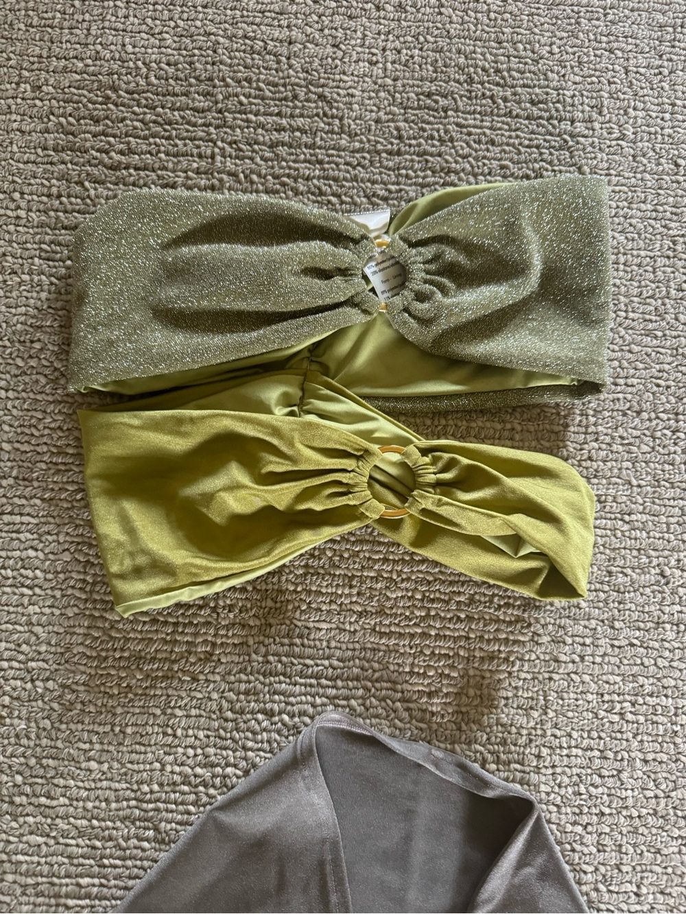Baobab Collection Olive and Chartreuse Bandeau Skirt Set with Ring Detail